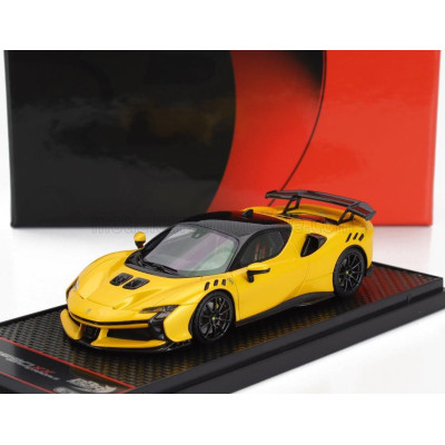 BBR MODELS FERRARI SF90 XX STRADALE 2024 - CARBON WHEELS - GIALLO TRISTRATO - YELLOW MET BLACK CARBON 1/43