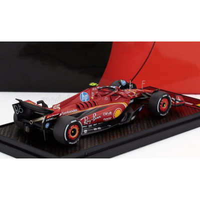 BBR MODELS FERRARI F1  SF-24 TEAM SCUDERIA FERRARI N 55 3rd MONACO GP 2024 CARLOS SAINZ - RED WHITE YELLOW 1/43