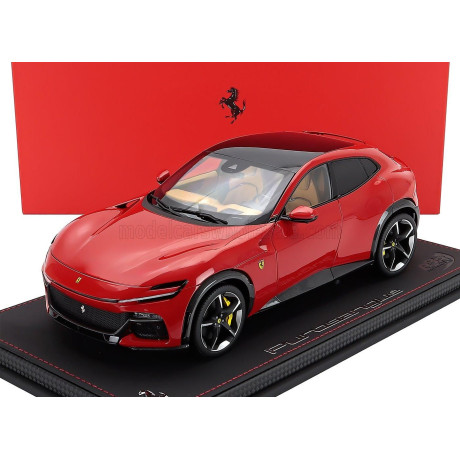 BBR MODELS FERRARI PUROSANGUE SUV PANORAMIC ROOF 2022 - CON VETRINA - WITH SHOWCASE - ROSSO CORSA - RED 1/18