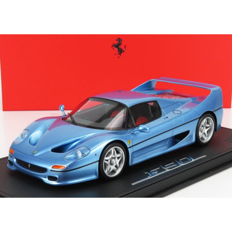 BBR MODELS FERRARI F50 COUPE 1995 - CON VETRINA - WITH SHOWCASE - AZZURRO CALIFORNIA - LIGHT BLUE MET 1/18