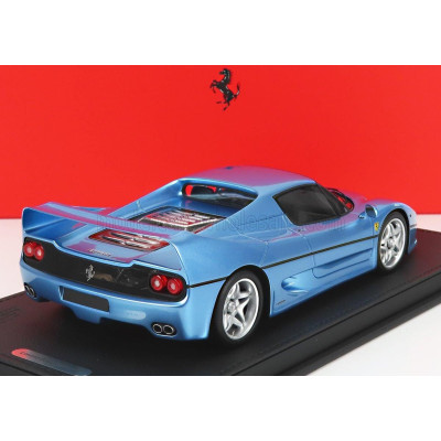 BBR MODELS FERRARI F50 COUPE 1995 - CON VETRINA - WITH SHOWCASE - AZZURRO CALIFORNIA - LIGHT BLUE MET 1/18