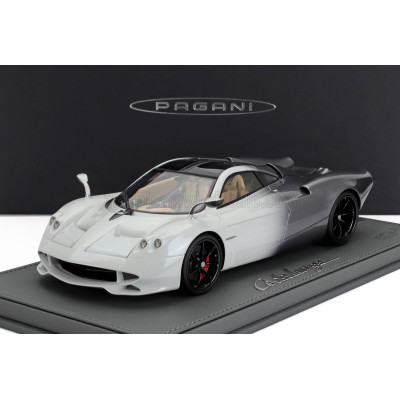 BBR MODELS PAGANI HUAYRA CODALUNGA 2022 - CON VETRINA - WITH SHOWCASE - BIANCO MALTA GRIGIO SILVERSTONE - WHITE GREY 1/18