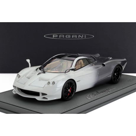 BBR MODELS PAGANI HUAYRA CODALUNGA 2022 - CON VETRINA - WITH SHOWCASE - BIANCO MALTA GRIGIO SILVERSTONE - WHITE GREY 1/18