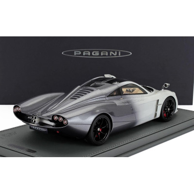 BBR MODELS PAGANI HUAYRA CODALUNGA 2022 - CON VETRINA - WITH SHOWCASE - BIANCO MALTA GRIGIO SILVERSTONE - WHITE GREY 1/18