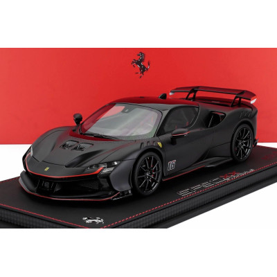 BBR MODELS FERRARI SF90 XX STRADALE N 16 PERSONAL CAR CHARLES LECLERC 2024 - CON VETRINA - WITH SHOWCASE - MATT BLACK RED 1/18