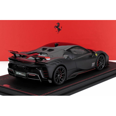 BBR MODELS FERRARI SF90 XX STRADALE N 16 PERSONAL CAR CHARLES LECLERC 2024 - CON VETRINA - WITH SHOWCASE - MATT BLACK RED 1/18