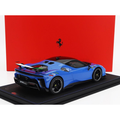 BBR MODELS FERRARI SF90 XX STRADALE BLACK ROOF 2024 - CON VETRINA - WITH SHOWCASE - BLU FRANCIA - BLUE BLACK 1/18