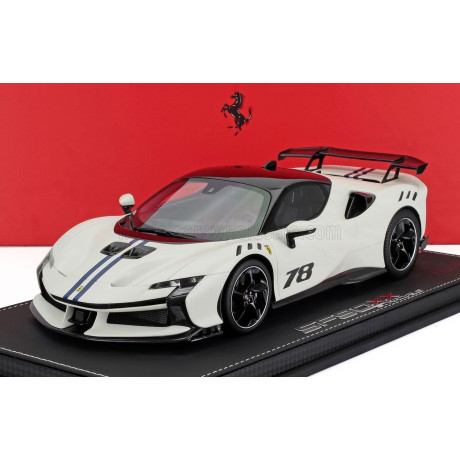 BBR MODELS FERRARI SF90 XX STRADALE N 78 2024 - CON VETRINA - WITH SHOWCASE - BIANCO ITALIA OPACO - MATT WHITE BLACK 1/18