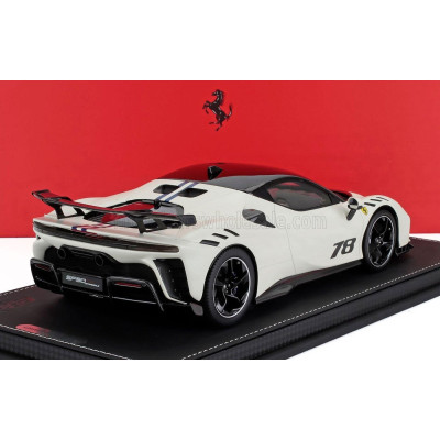 BBR MODELS FERRARI SF90 XX STRADALE N 78 2024 - CON VETRINA - WITH SHOWCASE - BIANCO ITALIA OPACO - MATT WHITE BLACK 1/18