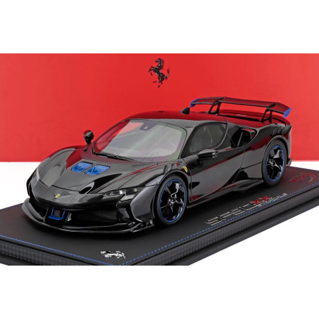 BBR MODELS FERRARI SF90 XX STRADALE 2024 - CON VETRINA - WITH SHOWCASE - NERO DAYTONA - BLACK BLUE 1/18