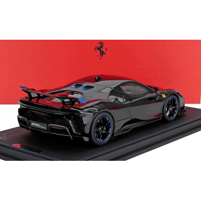 BBR MODELS FERRARI SF90 XX STRADALE 2024 - CON VETRINA - WITH SHOWCASE - NERO DAYTONA - BLACK BLUE 1/18