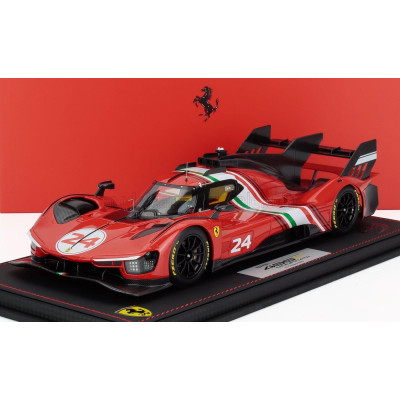 BBR MODELS FERRARI 499P 3.0L TURBO V6 N 24 MODIFICATA LAUNCH VERSION 2023 - CON VETRINA - WITH SHOWCASE - RED WHITE BLACK 1/18