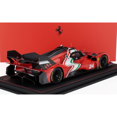 BBR MODELS FERRARI 499P 3.0L TURBO V6 N 24 MODIFICATA LAUNCH VERSION 2023 - CON VETRINA - WITH SHOWCASE - RED WHITE BLACK 1/18