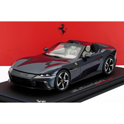 BBR MODELS FERRARI 12CILINDRI V12 830cv SPIDER OPEN 2024 - CON VETRINA - WITH SHOWCASE - BLU ROMA - BLUE MET 1/18