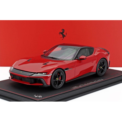 BBR MODELS FERRARI 12CILINDRI V12 830cv PANORAMIC ROOF 2024 - MATT BLACK RIMS - CON VETRINA - WITH SHOWCASE - ROSSO CORSA - RED