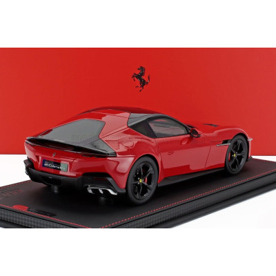BBR MODELS FERRARI 12CILINDRI V12 830cv PANORAMIC ROOF 2024 - MATT BLACK RIMS - CON VETRINA - WITH SHOWCASE - ROSSO CORSA - RED
