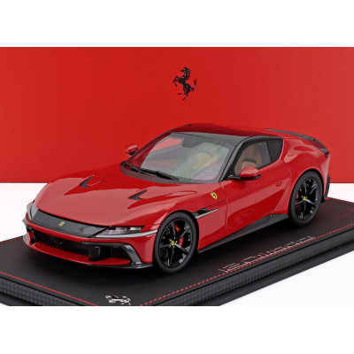 BBR MODELS FERRARI 12CILINDRI V12 830cv PANORAMIC ROOF 2024 - GLOSSY BLACK RIMS - CON VETRINA - WITH SHOWCASE - ROSSO CORSA - RE