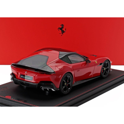 BBR MODELS FERRARI 12CILINDRI V12 830cv PANORAMIC ROOF 2024 - GLOSSY BLACK RIMS - CON VETRINA - WITH SHOWCASE - ROSSO CORSA - RE