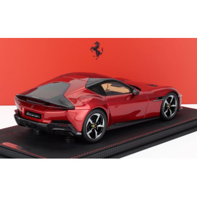 BBR MODELS FERRARI 12CILINDRI V12 830cv PANORAMIC ROOF 2024 - CON VETRINA - WITH SHOWCASE - ROSSO FUOCO - RED MET BLACK 1/18
