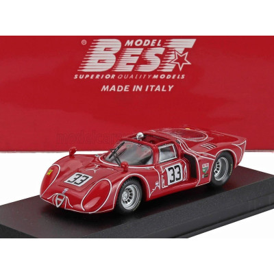 BEST MODEL ALFA ROMEO T33.2 V8 TEAM AUSCA RACING INC. N 33 6h WATKINS GLEN 1968 HORST KWECH - JOHN MARTINO - RED WHITE 1/43