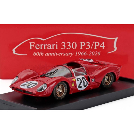 BRUMM FERRARI 330P4 4.0L V12 SPIDER TEAM SPA FERRARI SEFAC N 20 24h LE MANS 1967 CHRIS AMON - NINO VACCARELLA - RED 1/43