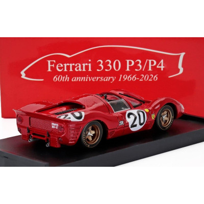 BRUMM FERRARI 330P4 4.0L V12 SPIDER TEAM SPA FERRARI SEFAC N 20 24h LE MANS 1967 CHRIS AMON - NINO VACCARELLA - RED 1/43