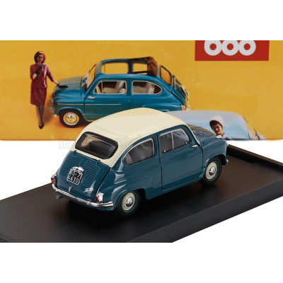 BRUMM FIAT 600 BERLINA 1-SERIES 1955 - BLU CHIARO - BLUE IVORY 1/43