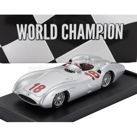 BRUMM MERCEDES BENZ F1  W196C N 18 WORLD CHAMPION SEASON 1954 JUAN MANUEL FANGIO - SILVER 1/43