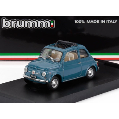 BRUMM FIAT 500F TETTO APERTO - OPEN 1965 - BLUE MEDIO 1/43
