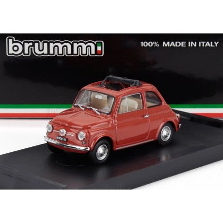 BRUMM FIAT 500F TETTO APERTO - OPEN 1965 - ROSSO CORALLO CHIARO - RED 1/43