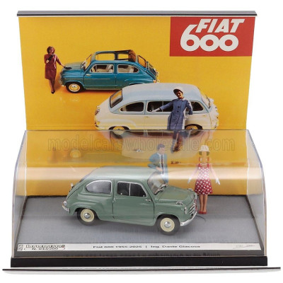 BRUMM PROM FIAT DIORAMA 600 BERLINA 1-SERIES WITH FIGURES 1955 - 70th ANNIVERSARIO 2025 - IL CAPOLAVORO DI DANTE GIACOSA - VERDE