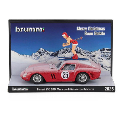 BRUMM PROM FERRARI 250 GTO COUPE 1962 - VACANZE DI NATALE CON BABBAZZA 2025 - WITH SKI - MERRY CHRISTMAS - BUON NATALE - RED 1/4