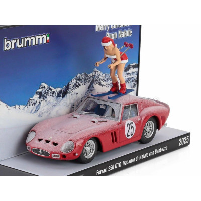 BRUMM PROM FERRARI 250 GTO COUPE 1962 - VACANZE DI NATALE CON BABBAZZA 2025 - WITH SKI - MERRY CHRISTMAS - BUON NATALE - RED 1/4