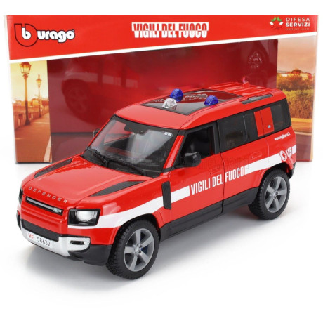 BURAGO LAND ROVER NEW DEFENDER 110 VIGILI DEL FUOCO 2022 - RED WHITE 1/24
