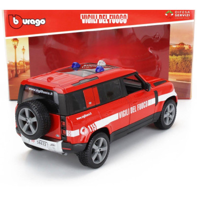 BURAGO LAND ROVER NEW DEFENDER 110 VIGILI DEL FUOCO 2022 - RED WHITE 1/24