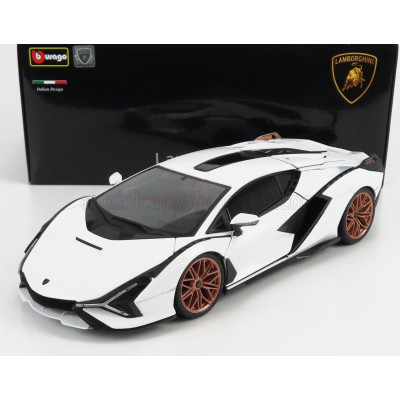 BURAGO LAMBORGHINI SIAN FKP 37 HYBRID 2020 - WHITE BLACK 1/18