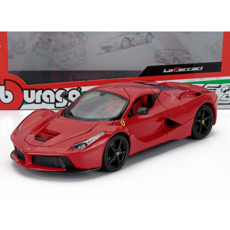 BURAGO FERRARI LAFERRARI 2013 - BLACK WHEELS - RED 1/18