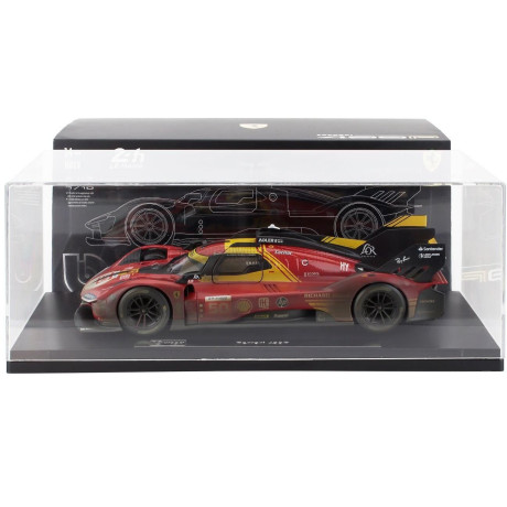 BURAGO FERRARI WITH SHOWCASE - 499P 3.0L TURBO V6 TEAM FERRARI AF CORSE N 50 WINNER 24h LE MANS (AFTER RACE VERSION) 2024 ANTONI