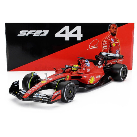BURAGO FERRARI F1  SF-23 TEAM SCUDERIA FERRARI HP N 44 TEST FIORANO 2025 LEWIS HAMILTON - WITH PILOT - RED BLACK 1/18