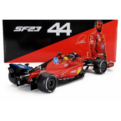 BURAGO FERRARI F1  SF-23 TEAM SCUDERIA FERRARI HP N 44 TEST FIORANO 2025 LEWIS HAMILTON - WITH PILOT - RED BLACK 1/18