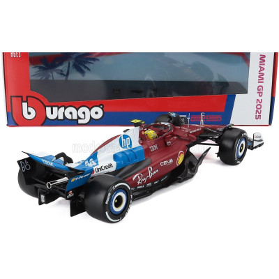 BURAGO FERRARI F1  SF-25 TEAM SCUDERIA FERRARI HP N 44 MIAMI GP 2025 LEWIS HAMILTON - RED WHITE BLUE 1/18