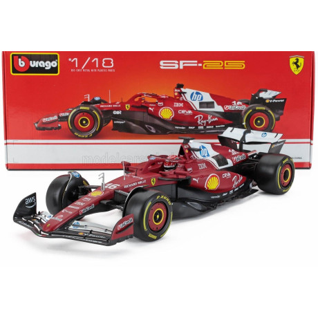 BURAGO FERRARI F1  SF-25 TEAM SCUDERIA FERRARI N 16 SEASON 2025 CHARLES LECLERC - RED 1/18