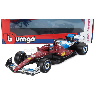 BURAGO FERRARI F1  SF-25 TEAM SCUDERIA FERRARI N 16 MIAMI GP 2025 CHARLES LECLERC - RED WHITE BLUE 1/18