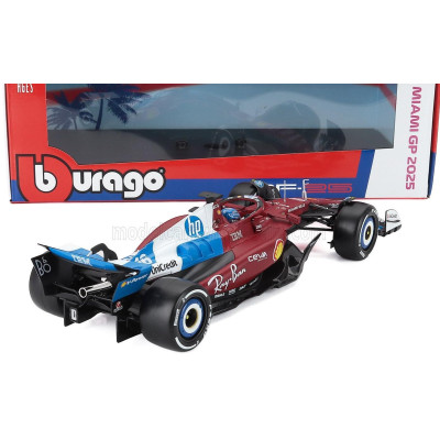 BURAGO FERRARI F1  SF-25 TEAM SCUDERIA FERRARI N 16 MIAMI GP 2025 CHARLES LECLERC - RED WHITE BLUE 1/18