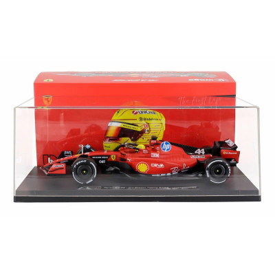 BURAGO FERRARI F1  SF-23 TEAM SCUDERIA FERRARI HP N 44 TEST FIORANO 2025 LEWIS HAMILTON - CON VETRINA - WITH SHOWCASE - RED BLAC