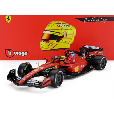 BURAGO FERRARI F1  SF-23 TEAM SCUDERIA FERRARI HP N 44 TEST FIORANO 2025 LEWIS HAMILTON - CON VETRINA - WITH SHOWCASE - RED BLAC