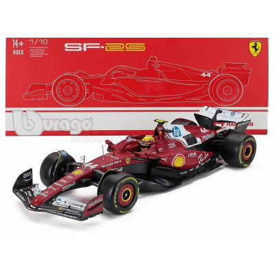 BURAGO FERRARI WITH SHOWCASE - F1  SF-25 TEAM SCUDERIA FERRARI HP N 44 SEASON 2025 LEWIS HAMILTON - RED 1/18