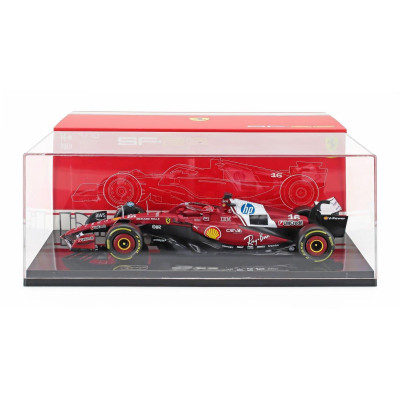 BURAGO FERRARI WITH SHOWCASE - F1  SF-25 TEAM SCUDERIA FERRARI N 16 SEASON 2025 CHARLES LECLERC - RED 1/18
