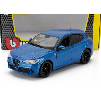 BURAGO ALFA ROMEO STELVIO Q4 QUADRIFOGLIO V6 BITURBO 510hp 2017 - BLU MISANO - BLUE MET 1/24