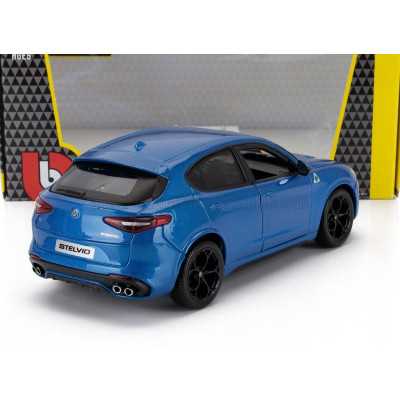 BURAGO ALFA ROMEO STELVIO Q4 QUADRIFOGLIO V6 BITURBO 510hp 2017 - BLU MISANO - BLUE MET 1/24
